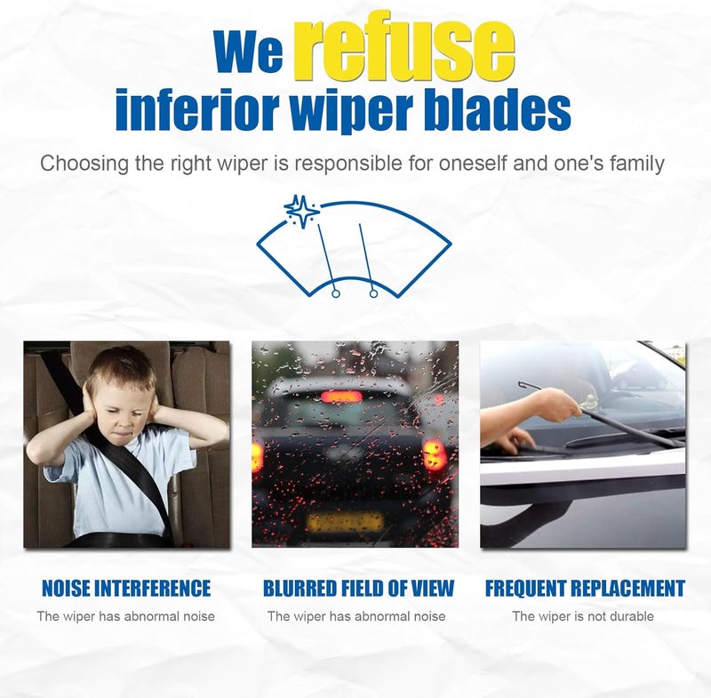 HRSNO 26"+14" Windshield Wipers With 13" Rear Wiper Blade Sets Automotive Replacement for Hyundai Santa Fe 2013-2018/Santa Fe XL 2013-2019/Santa Fe Sport 2013-2018 Easy For Installation (Pack of 3) - Image 4